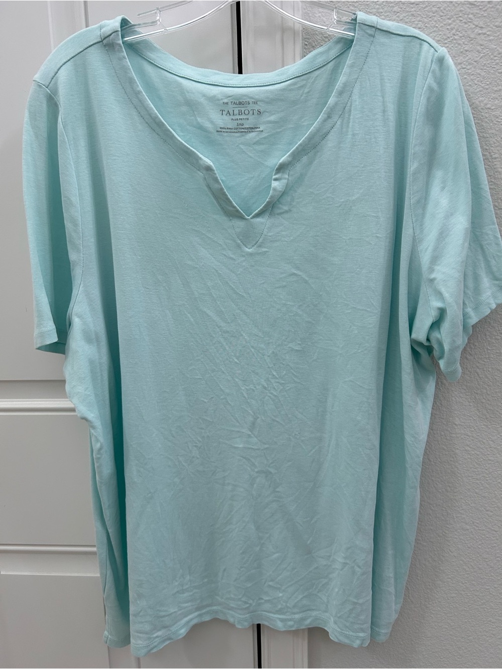 Talbots Mint Green Short Sleeve Notch-Neck Tee